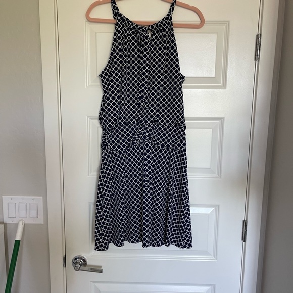 Valerie Bertinelli Navy Blue and White Dress Size 14 EUC (149) - Picture 4 of 6